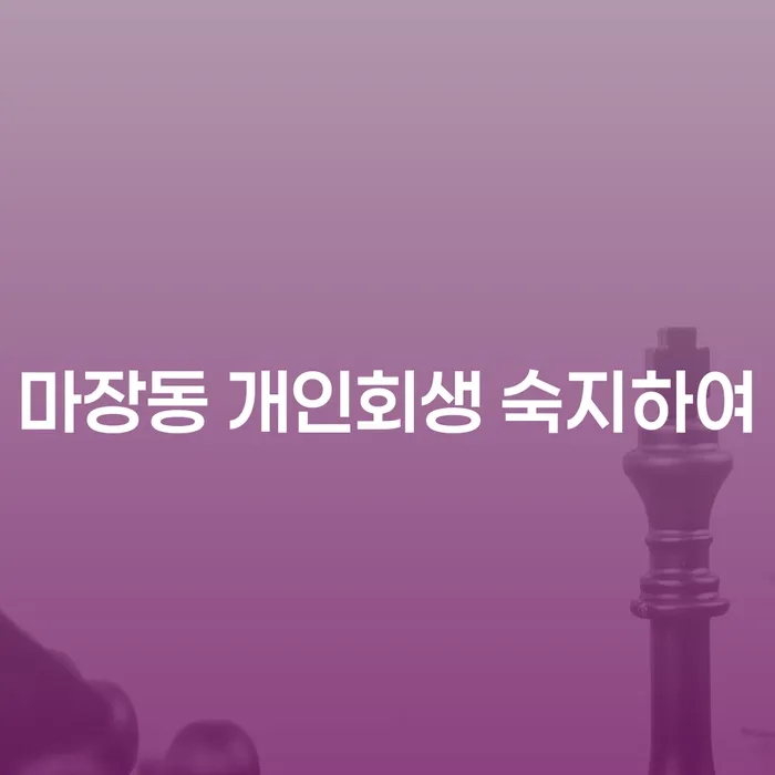 마장동 개인회생 숙지하여